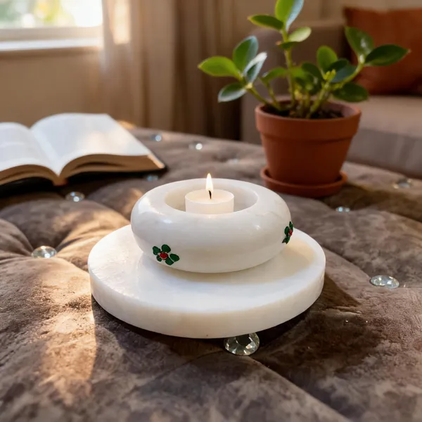 Marble_Hand_Painted_Floral_Candle_Holder_With_Plate_Set_Of_2