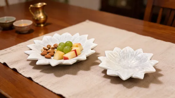 Marble_Lotus_Flower_Shaped_Platter_Bowl_Set_Of_2