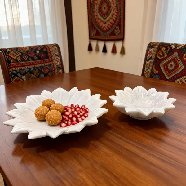 Marble_Lotus_Flower_Shaped_Platter_Bowl_Set_Of_2