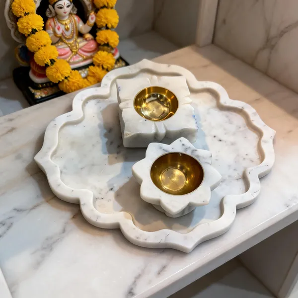 Marble_Pooja_Mehrab_Plate_With_Brass_Diya