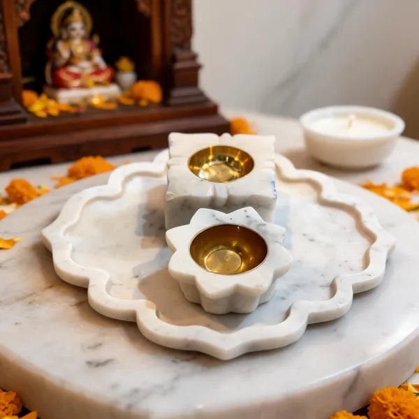 Marble_Pooja_Mehrab_Plate_With_Brass_Diya