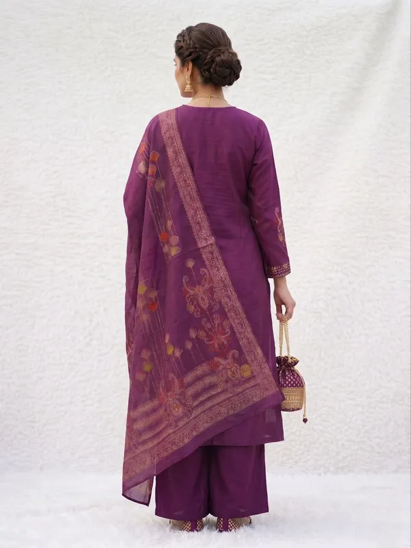 Embroidered_Purple_Mango_Silk_Kurti,_Plazo_&_Dupatta_Set