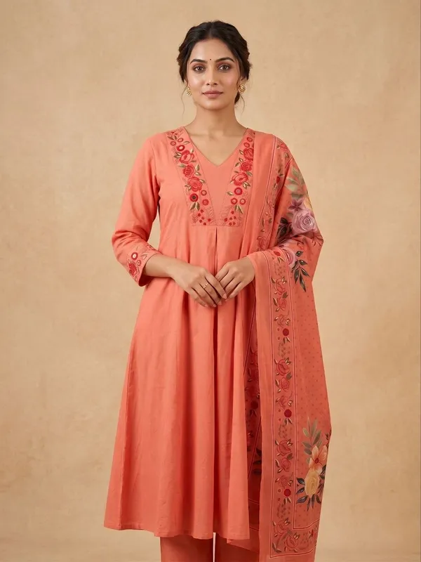 Stylish_Embroidered_Cotton_Kurti_Set_With_Dupatta
