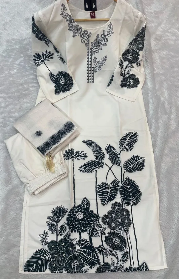 Elegant_White_And_Black_Floral_Embroidered_Kurta_Set