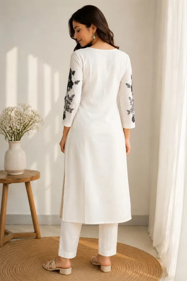 Elegant_White_And_Black_Floral_Embroidered_Kurta_Set
