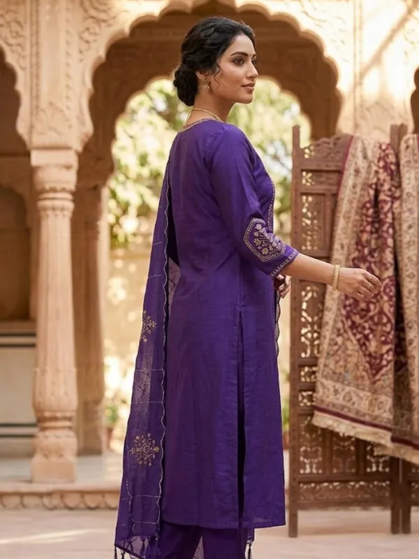 Blue_Embroidery_Viscose_Silk_Kurti_Set_|_Hand_Work_|_Festive_&_Party_Wear
