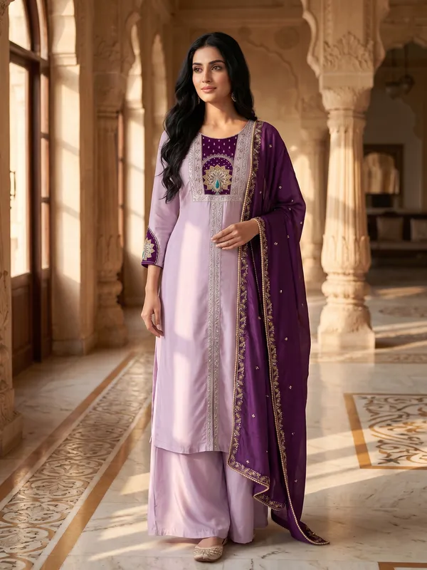 Designer_Anarkali_Kurti_Plazo_Set_With_Heavy_Embroidery_Dupatta
