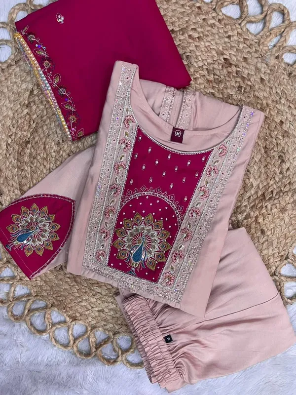 Festive_Wear_Anarkali_Kurti_Set_With_Plazo_And_Embroidered_Dupatta