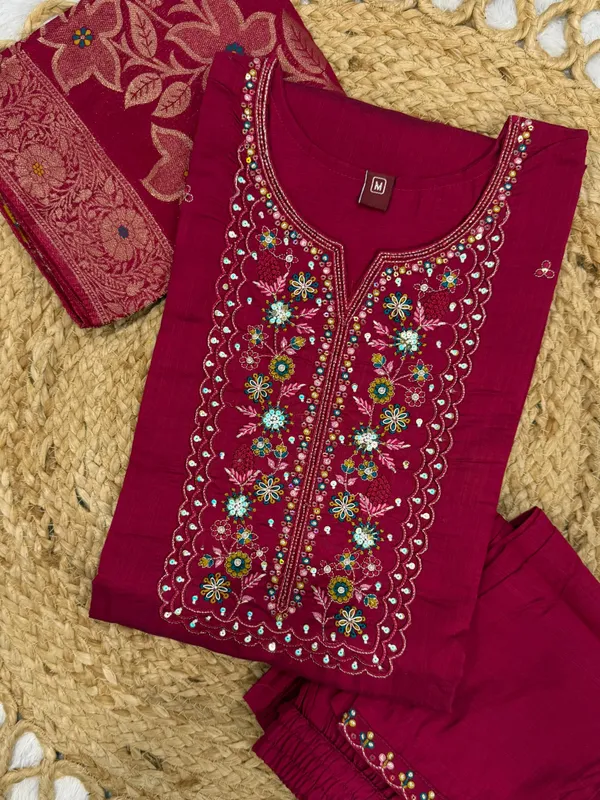 Rani_Viscose_Mango_Silk_Kurti_Pant_Set_with_Jacquard_Dupatta