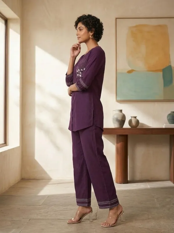 Purple_Embroidery_Pure_Cotton_Co-Ord_Set_|_Thread_Work