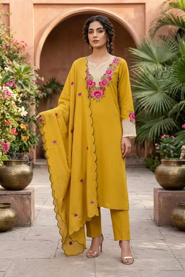 Musterd_Embroidery_Mal_Chanderi_Narkali_Kurti_Set