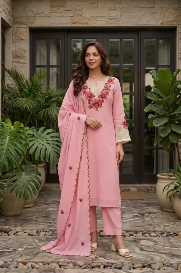 Pink_Embroidery_Mal_Chanderi_Narkali_Kurti_Set