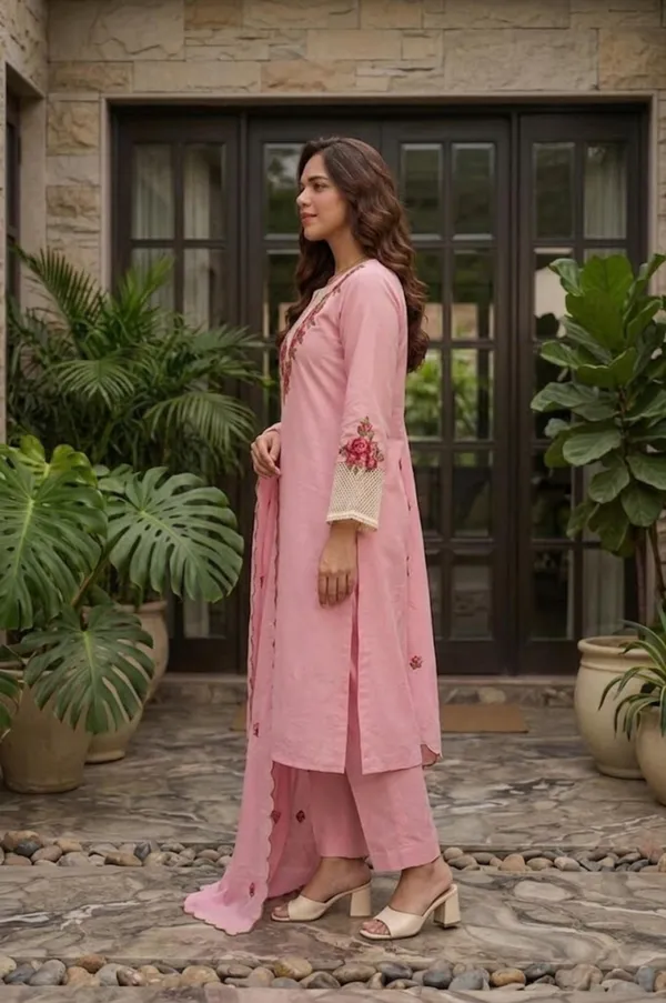 Pink_Embroidery_Mal_Chanderi_Narkali_Kurti_Set