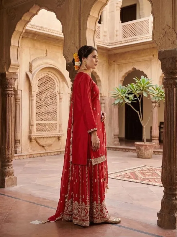 Women_Chinon_Kurti_Sharara_Dupatta_Set