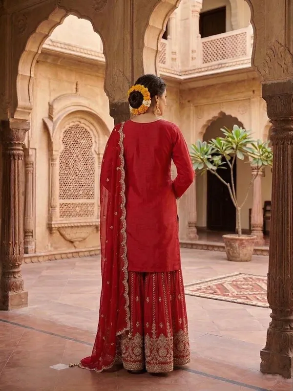 Women_Chinon_Kurti_Sharara_Dupatta_Set