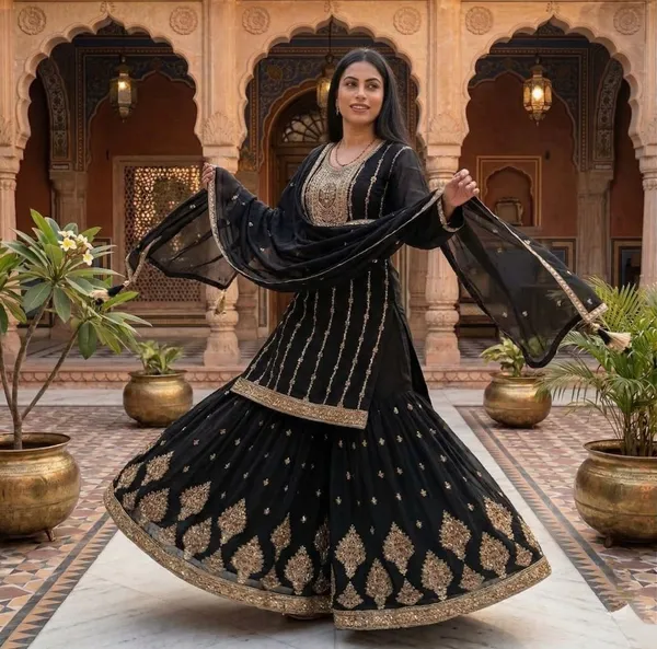 Elegant_Chinon_Sharara_Suit_Set_Women
