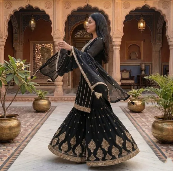 Elegant_Chinon_Sharara_Suit_Set_Women
