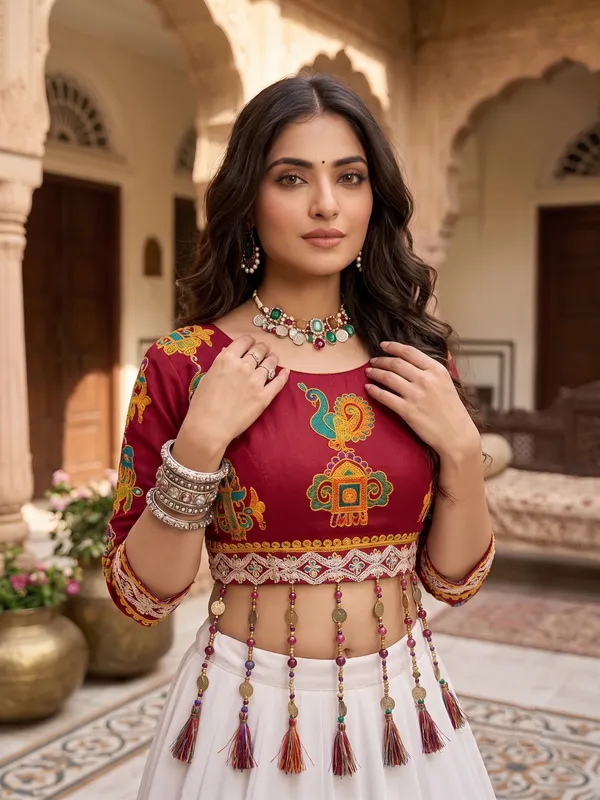 Navratri_Special_White_and_Maroon_Printed_Chaniya_Choli_Set