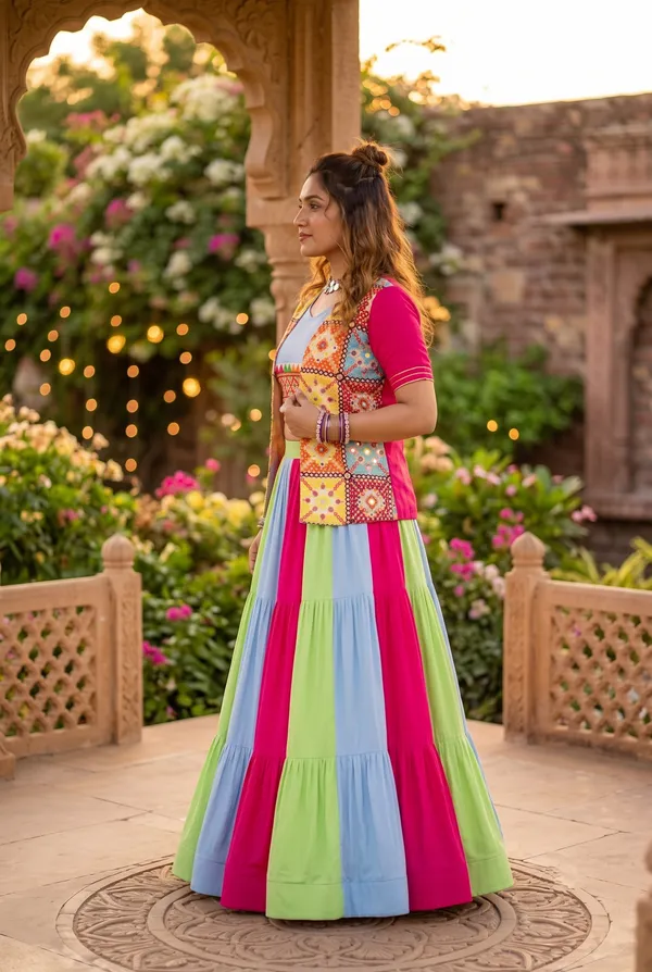 Multi-Color_Tiered_Flared_Lehenga_Choli_Set