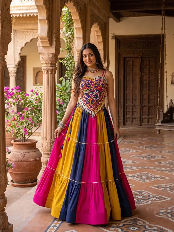 Multi-Color_Tiered_Flared_Chaniya_Choli_Set