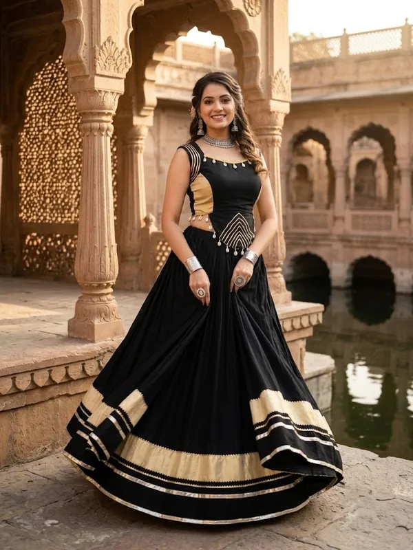 Navratri_Special_Black_Sleeveless_Lehenga_Choli