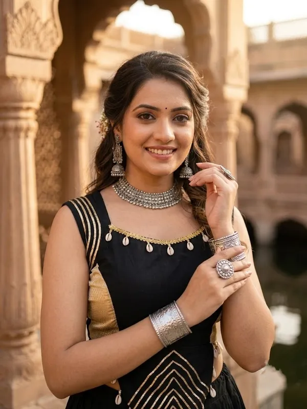 Navratri_Special_Black_Sleeveless_Lehenga_Choli