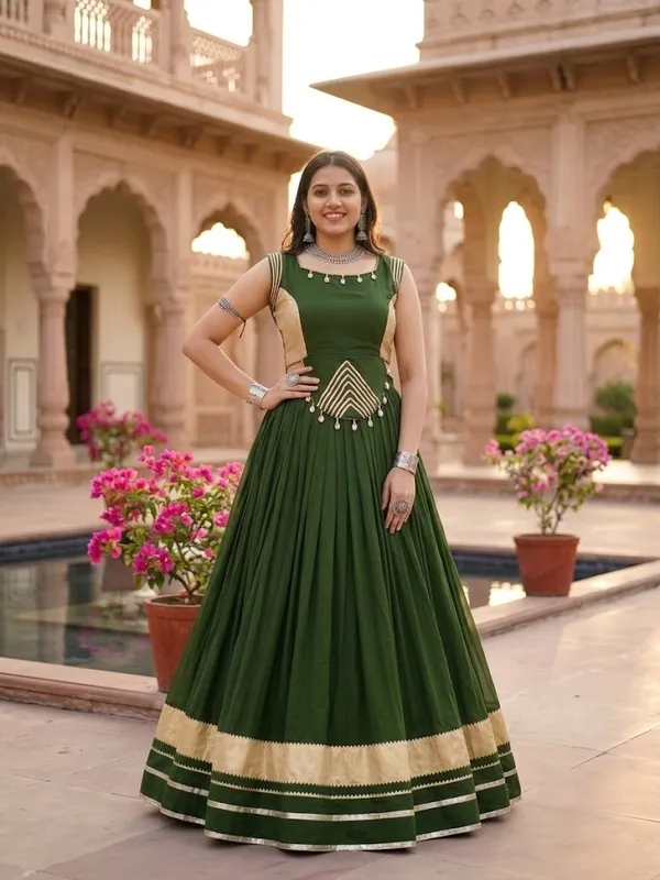 Navratri_Special_Mehndi_Sleeveless_Lehenga_Choli