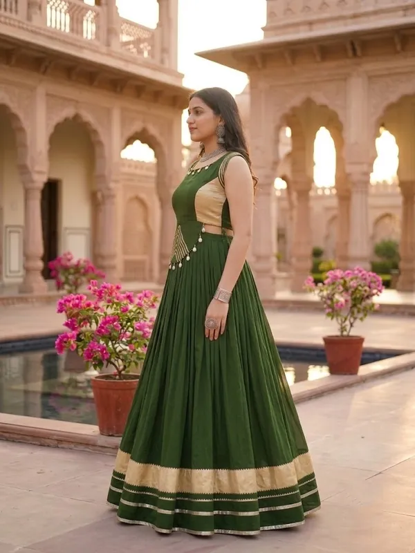 Navratri_Special_Mehndi_Sleeveless_Lehenga_Choli