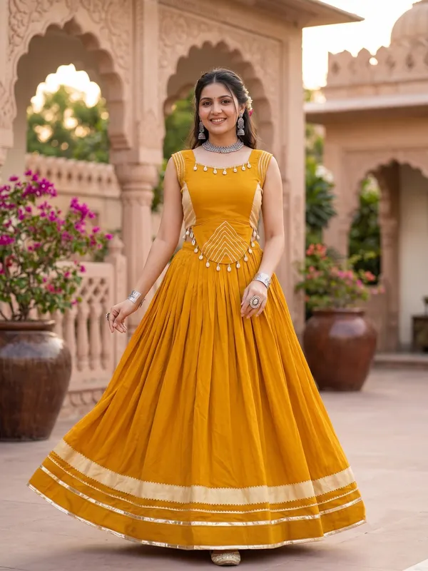Navratri_Special_Mustard_Sleeveless_Lehenga_Choli