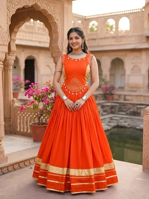 Navratri_Special_Orange_Sleeveless_Lehenga_Choli