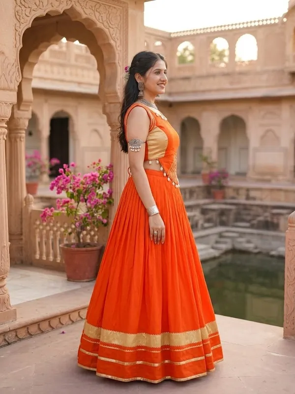Navratri_Special_Orange_Sleeveless_Lehenga_Choli
