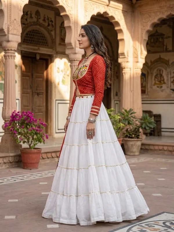 Red_Bandhani_Long_Jacket_Lehenga_Choli_Set