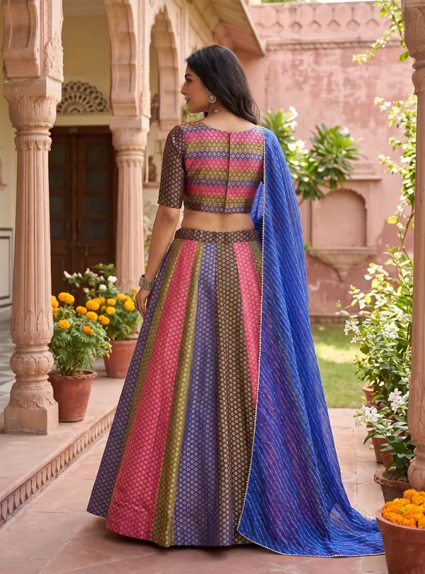 Multi-Color_Panelled_Banarasi_Silk_Lehenga_Choli_Set