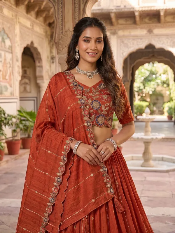 Rust_Orange_Embroidered_Lehenga_Choli