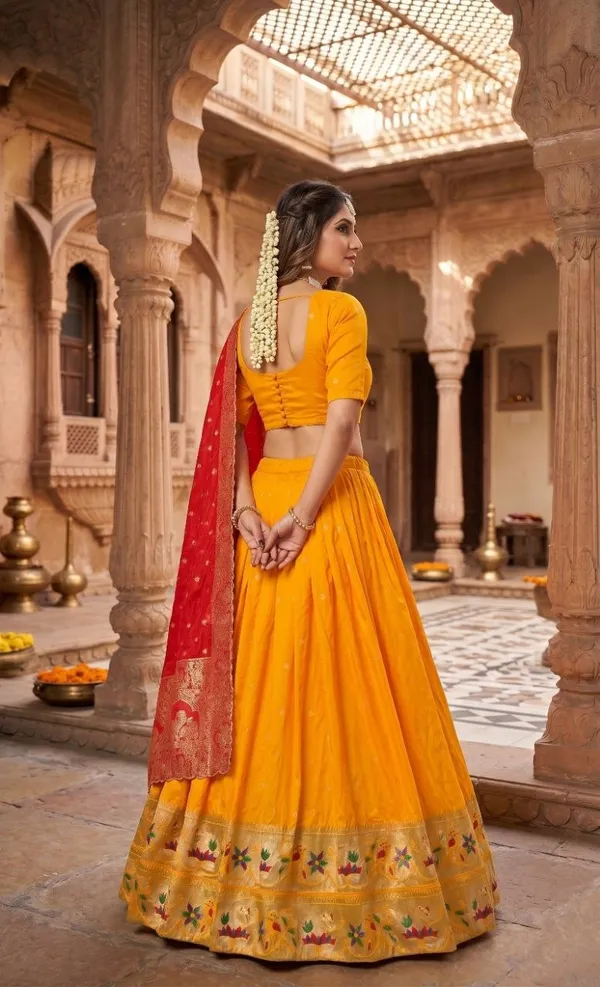 Golden_Paithani_Silk_Lehenga_Choli_Set