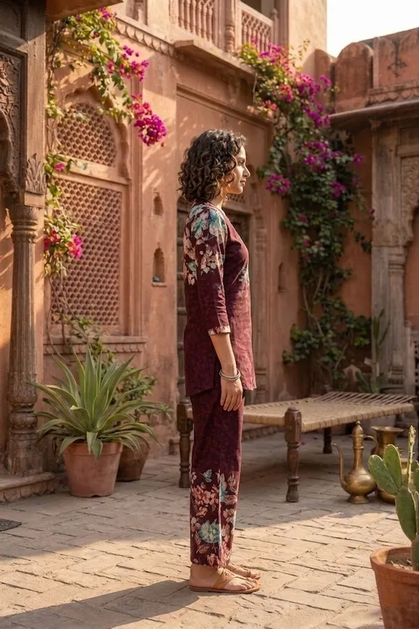 Maroon_Designer_Festive_Cotton_Co-Ord_Set_for_Women