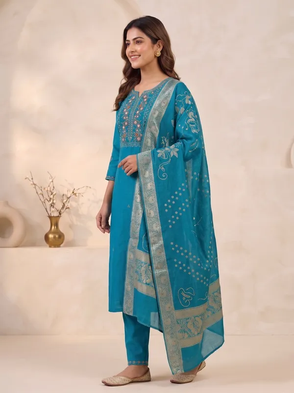 FIROZI_Viscose_Mango_Silk_Kurti_Pant_Set_with_Jacquard_Dupatta