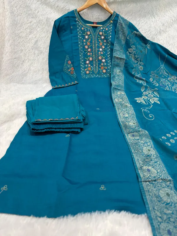 FIROZI_Viscose_Mango_Silk_Kurti_Pant_Set_with_Jacquard_Dupatta