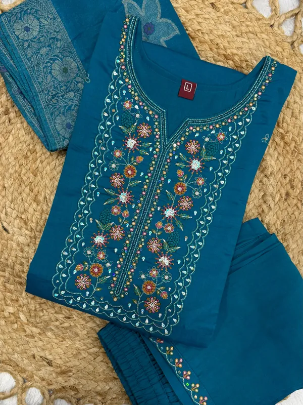 FIROZI_Viscose_Mango_Silk_Kurti_Pant_Set_with_Jacquard_Dupatta
