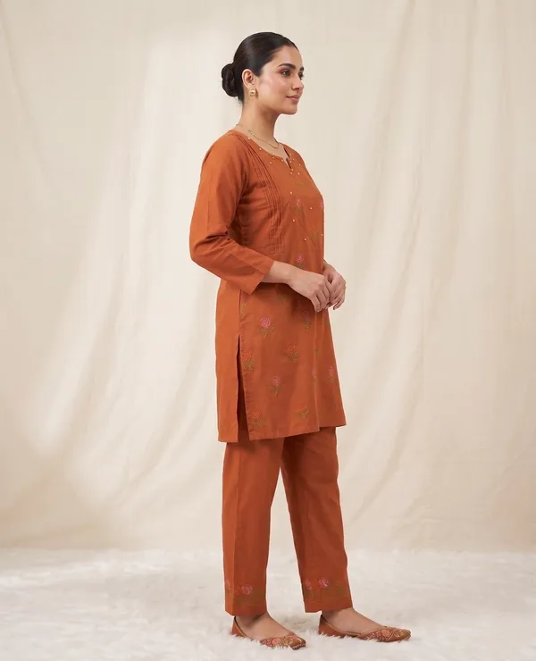 Designer_Embroidered_Orange_Rayon_Co-Ord_Set_for_Women