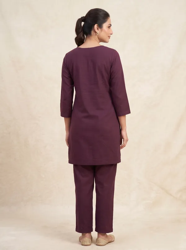 Designer_Embroidered_Wine_Rayon_Co-Ord_Set_for_Women