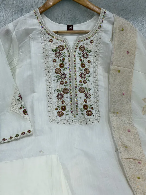 White_Viscose_Mango_Silk_Kurti_Pant_Set_with_Jacquard_Dupatta