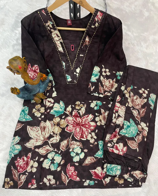 Women's_Dark_Brown_Floral_Printed_Co-ord_Set
