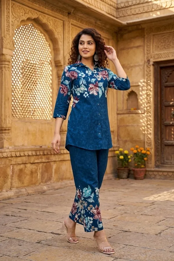 Blue_Designer_Festive_Cotton_Co-Ord_Set_for_Women