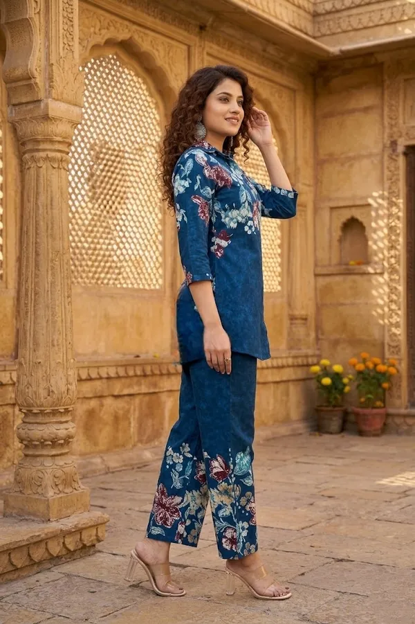 Blue_Designer_Festive_Cotton_Co-Ord_Set_for_Women