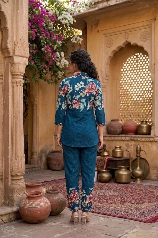 Blue_Designer_Festive_Cotton_Co-Ord_Set_for_Women