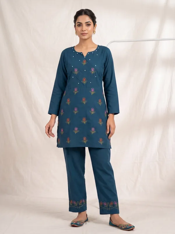 Designer_Embroidered_Firozi_Rayon_Co-Ord_Set_for_Women