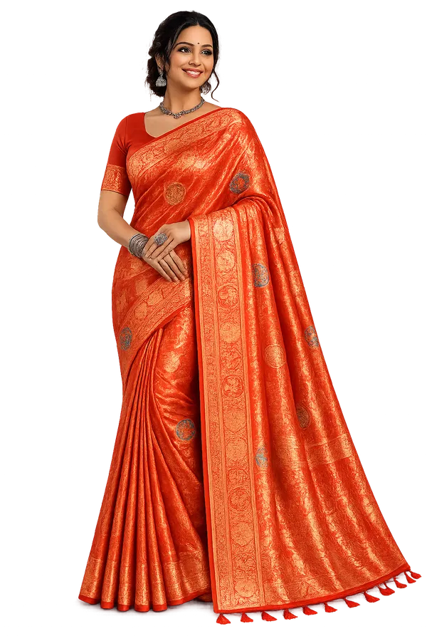 Orange_Silk_Traditional_With_Golden_Zari_Border_(South_Silk_Saree)