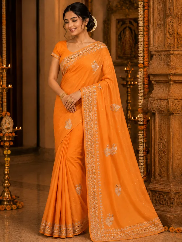 Orange_Embellished_Dupatta_With_Sequin_And_Stone_Work_(Soft_Fabric)