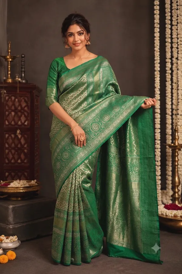 Peach_And_Maroon_Paisley_Print_Saree_With_Border